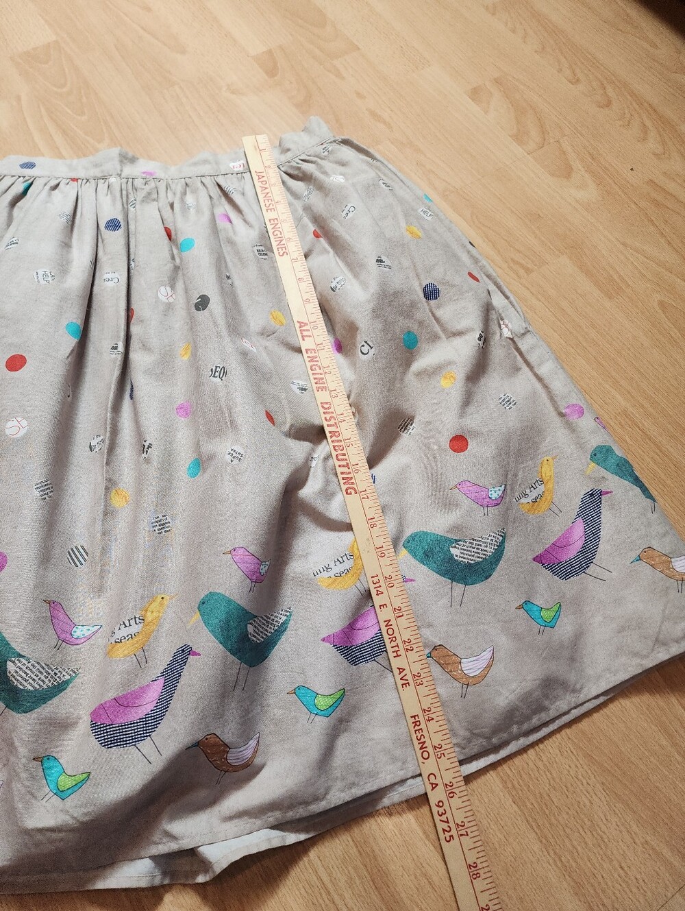 Modcloth Bea And Dot Bird Print Skirt 100% Cotton Women's Size 2X - Picture 5 of 15